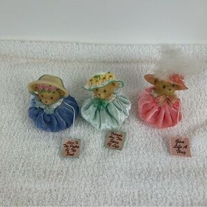 3 - 2001 Cherished Teddies Figurines, Bean Bag body w/ ceramic or resin head.